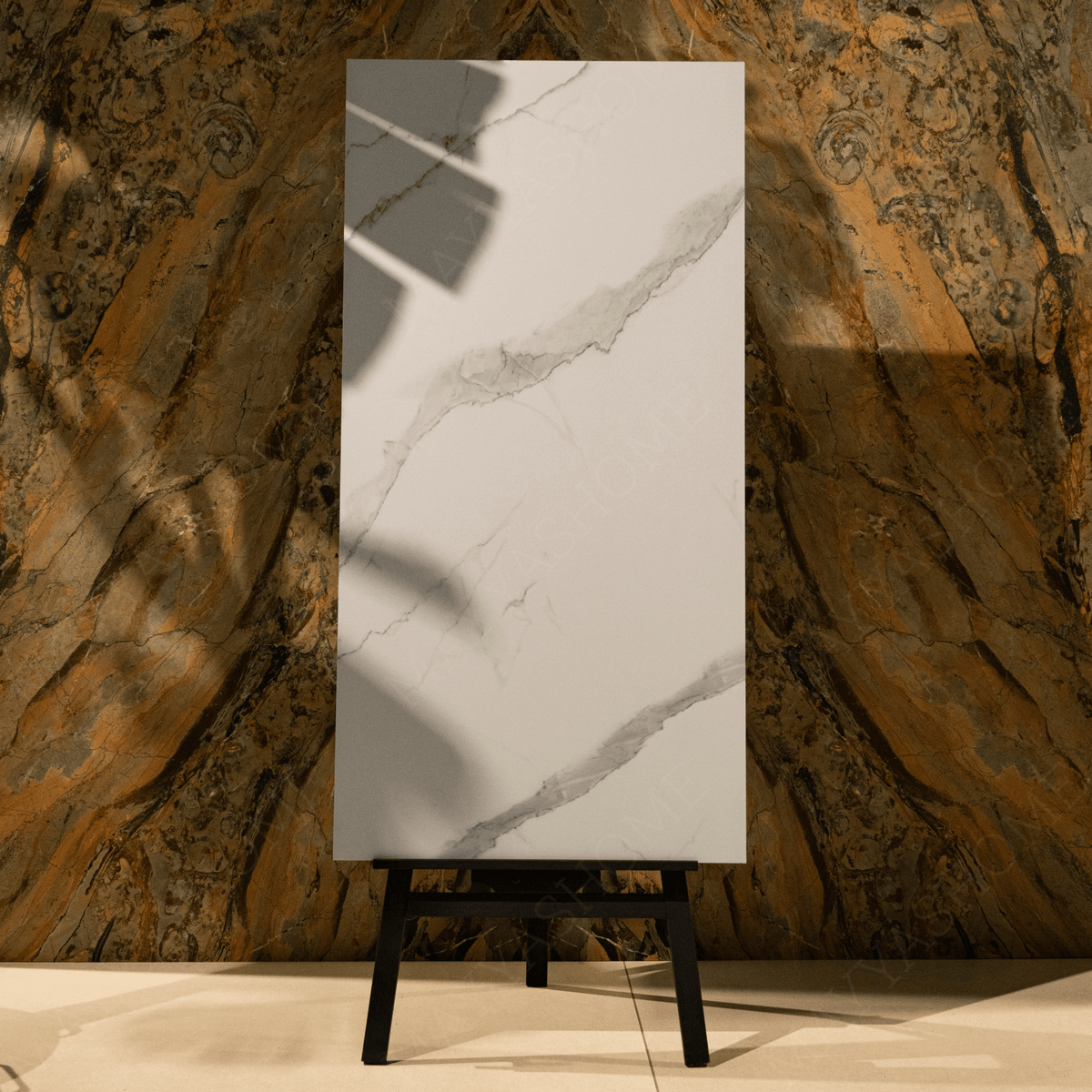 Ivory Crest porcelain tile 60x120cm with 9mm thickness, marble look finish, durable porcelain, ideal for luxury floors and walls.