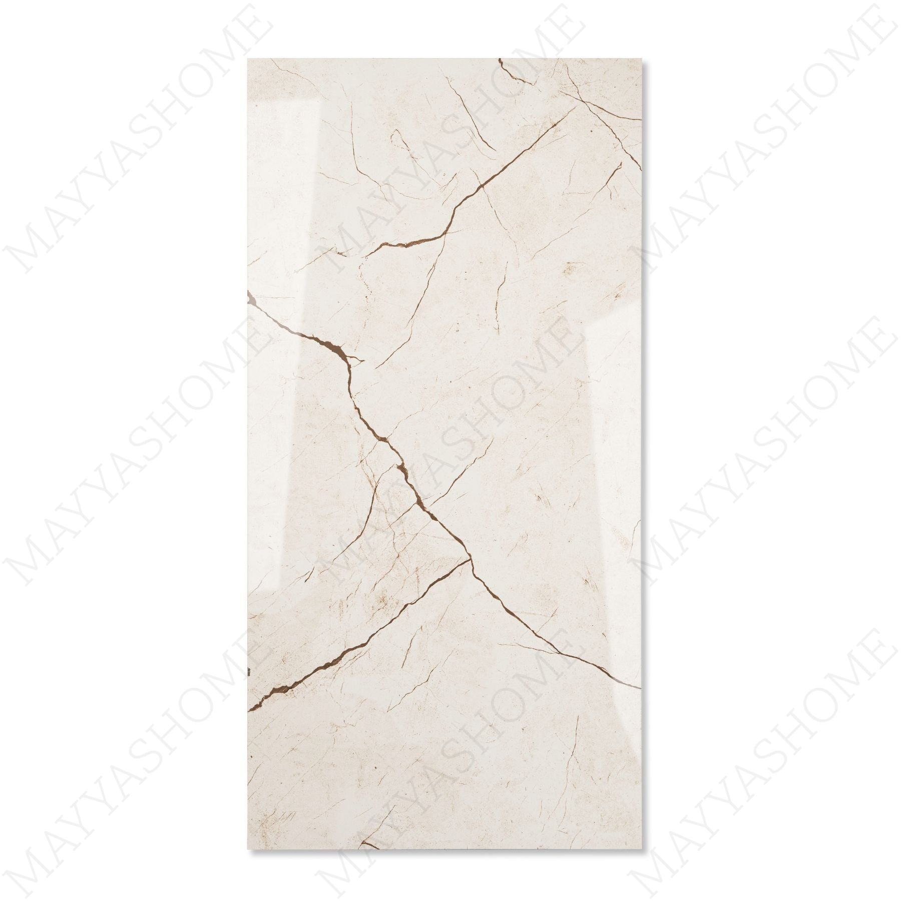 Ivory Marble glossy porcelain tile 60x120cm with 9mm thickness features warm ivory base, subtle beige veining and polished finish.