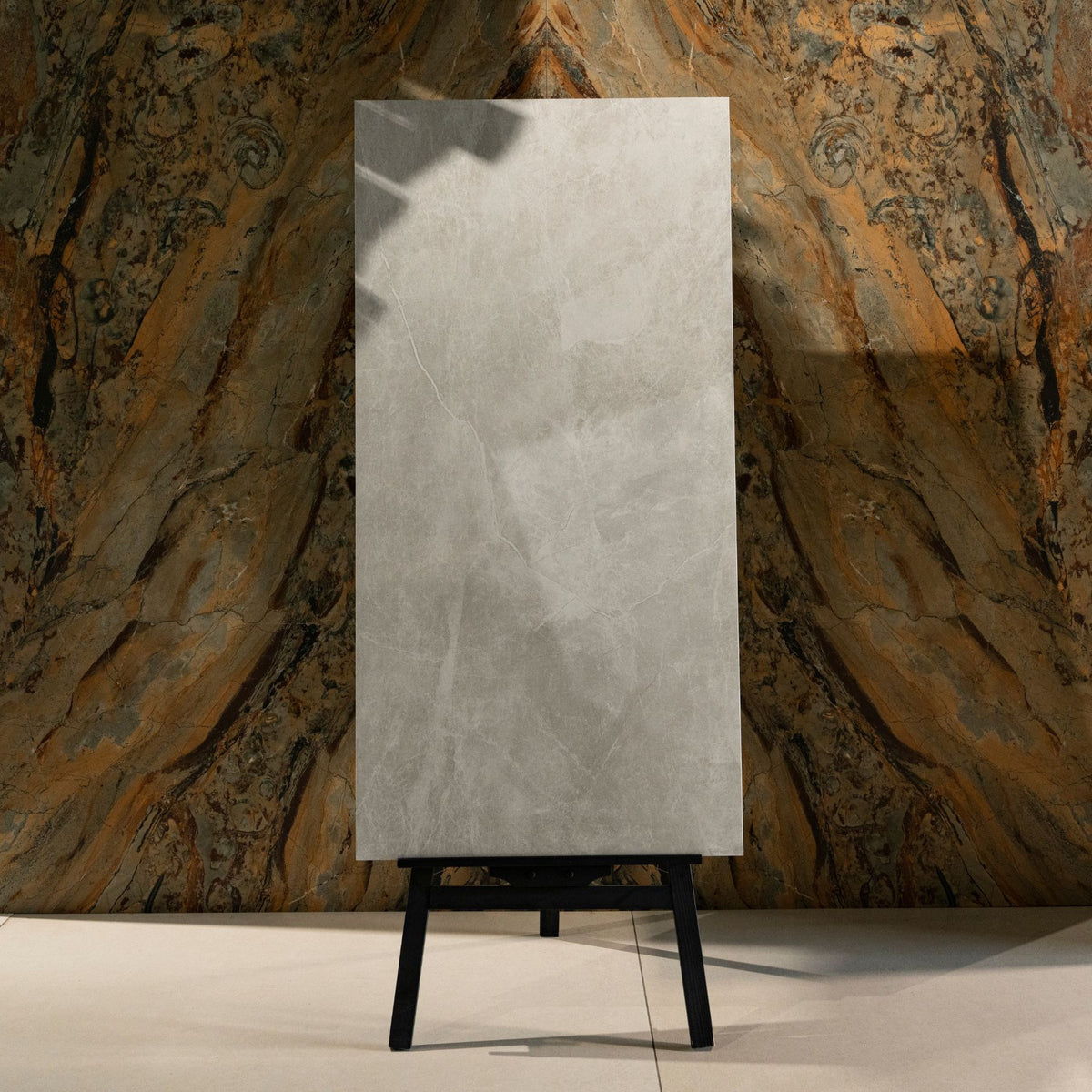 Juliano Silver polished matt porcelain tile 60x120cm with 9mm thickness features soft silver grey tones, elegant veining and smooth satin finish.