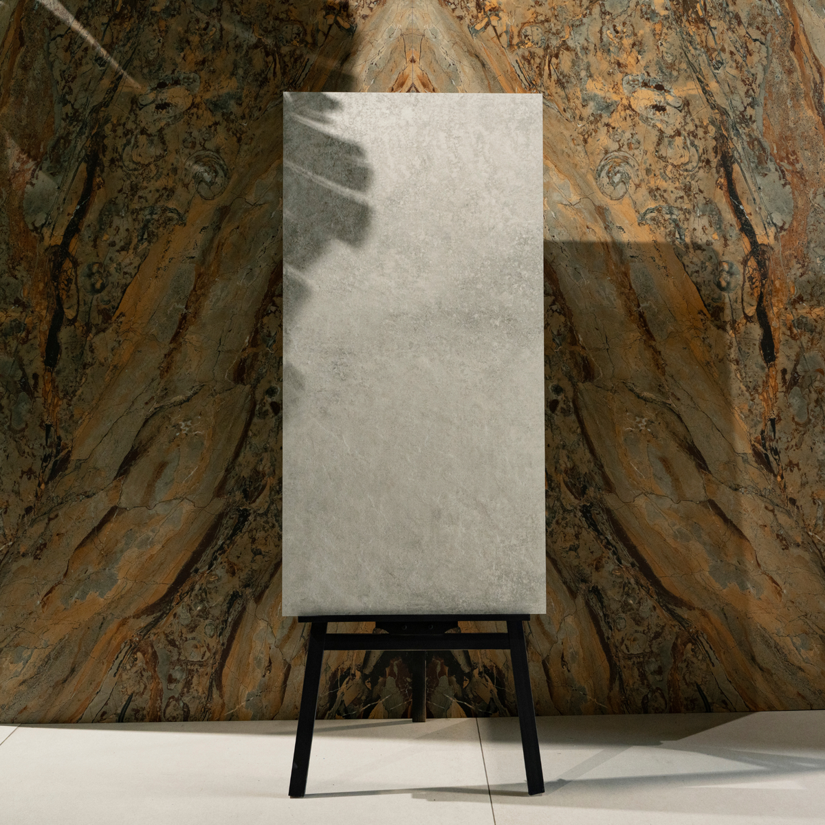 Light Grey porcelain tile 60x120cm 2mm thickness, grey stone look design, durable porcelain tile for modern floors and walls.