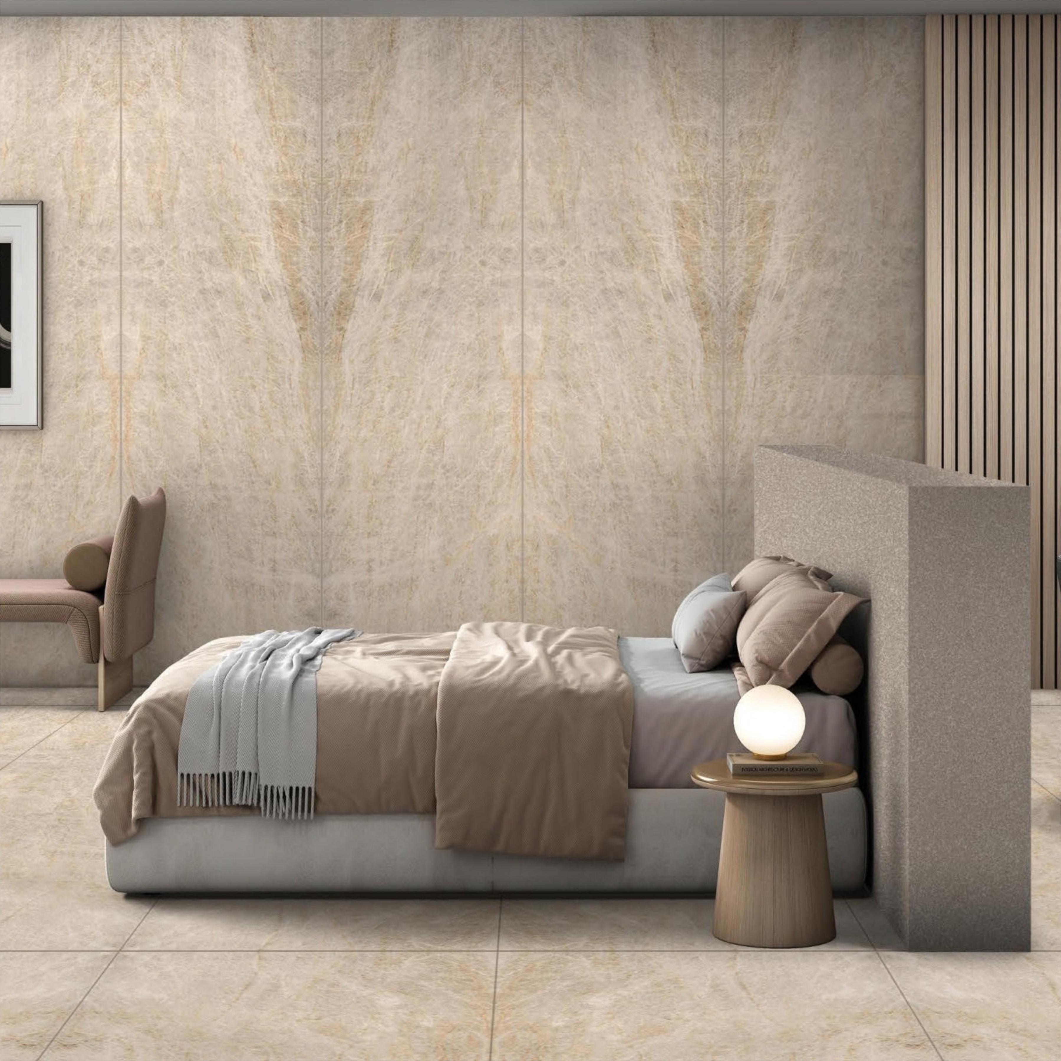 Luxury Beige beige marble-look porcelain tile with elegant natural veining for luxury UAE interiors