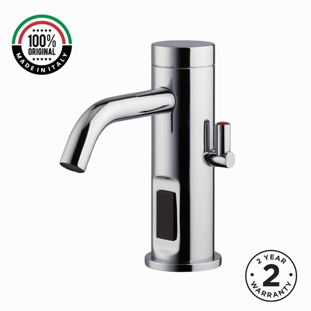 Luxury mains-powered electronic sink mixer tap with above-counter installation and smart water-saving flow control.