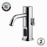 Luxury mains-powered electronic sink mixer tap with above-counter installation and smart water-saving flow control.