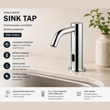 MCM 703501 electronic single-water sink tap made in Italy. Battery-powered operation, premium Italian craftsmanship, water-saving flow limiter, designer finishes, and 2-year warranty.