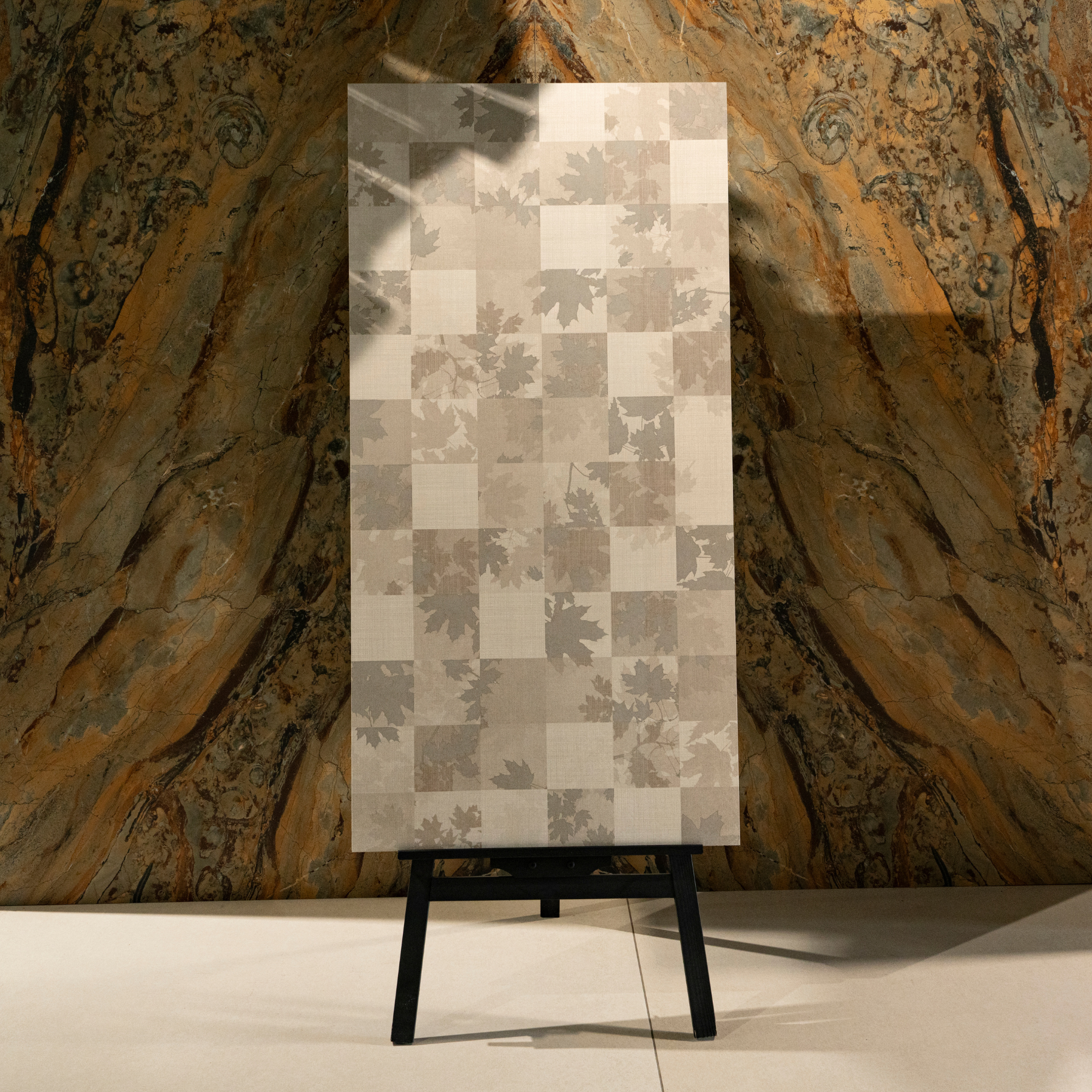 Maple Beige Decor porcelain tile 60x120cm 9mm thickness, beige marble look with decorative design, durable porcelain, ideal for floors and walls.