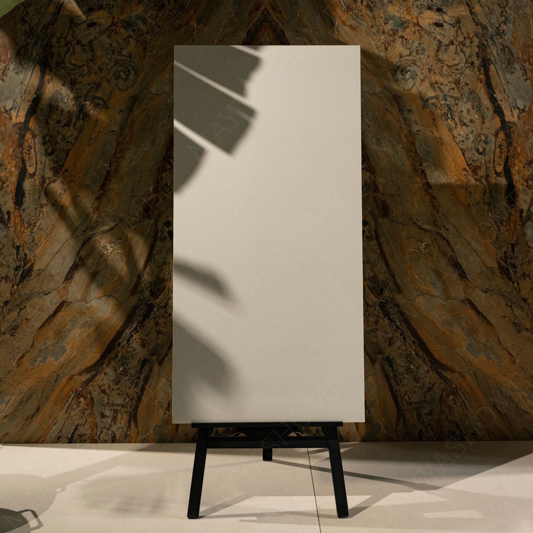 Morning Glory matt stone effect porcelain tile 60x120cm with 9mm thickness features soft decorative detailing for elegant interiors.