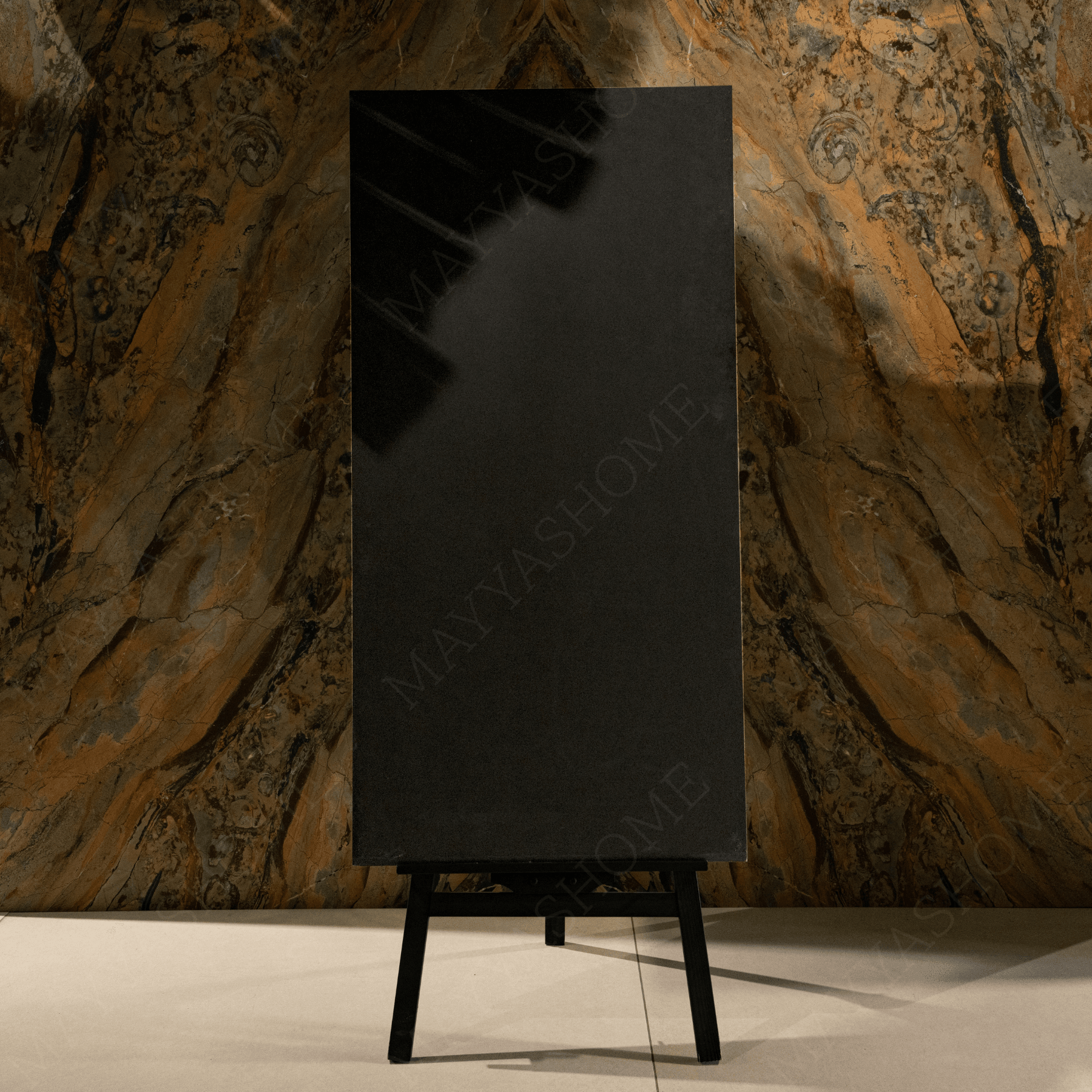 Negro Spin porcelain tile 60x120cm 9mm thickness, black marble look design, durable porcelain tile ideal for luxury floors and walls.