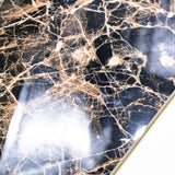 Nero Gold Lux glossy marble effect porcelain tile 60x120cm with 9mm thickness features deep black base with gold veining and polished luxury finish.