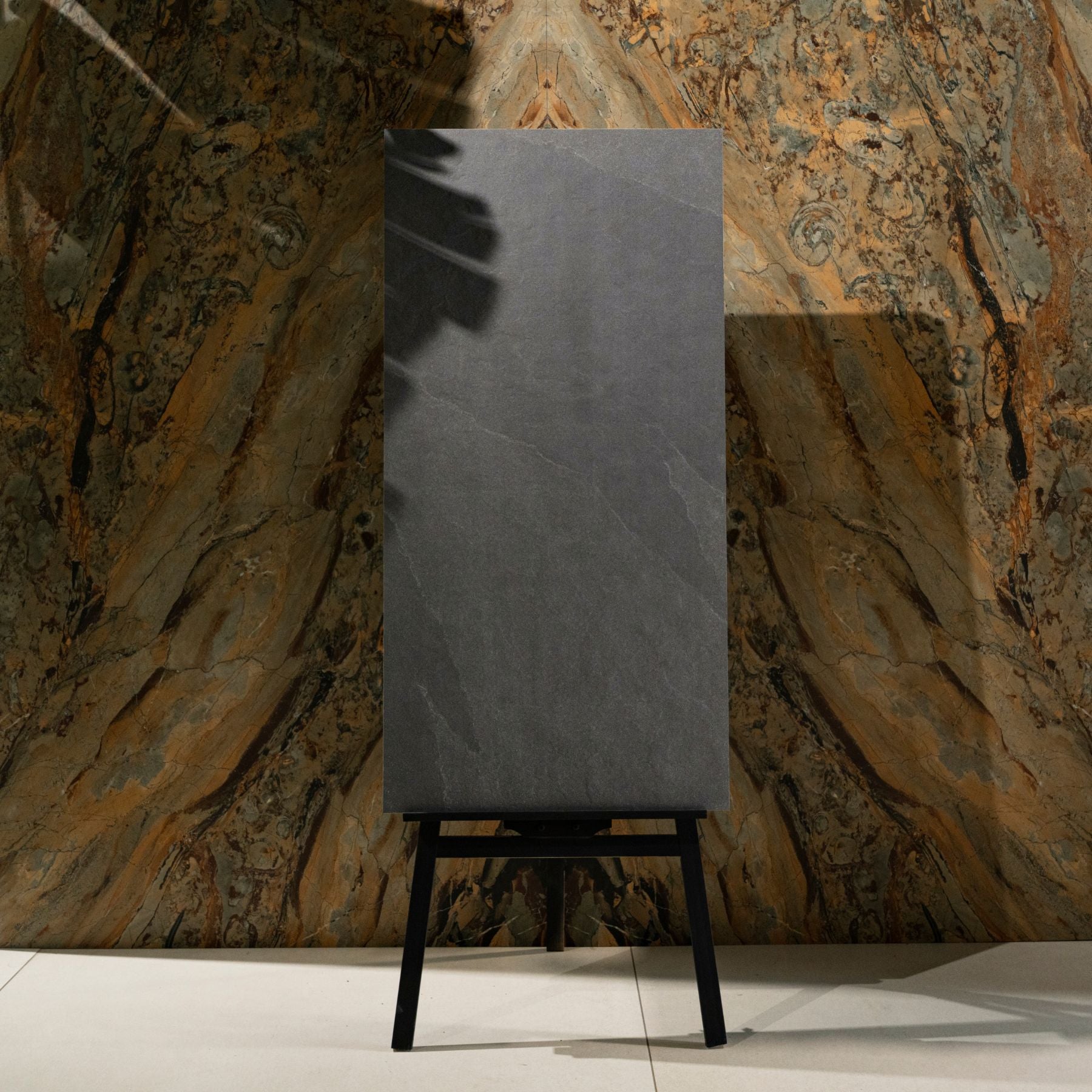 New Brazilian Black matt porcelain tile 60x120cm x 2mm featuring a bold natural stone look, durable large format surface ideal for modern floors and stylish interior walls.