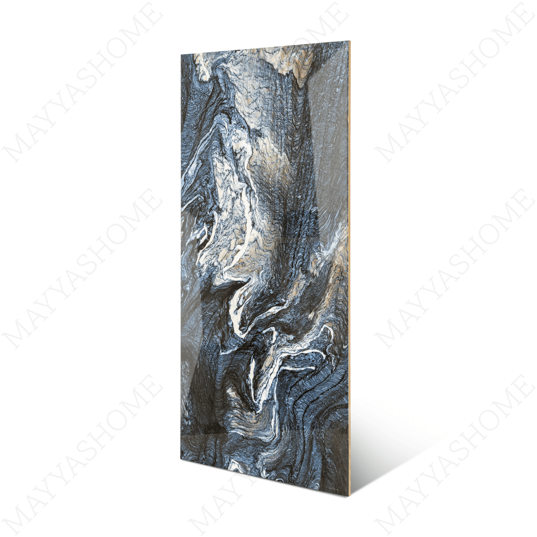 Olympos Azul porcelain tile 60x120cm 9mm thickness, blue marble look design, durable porcelain tile for luxury floors and walls.