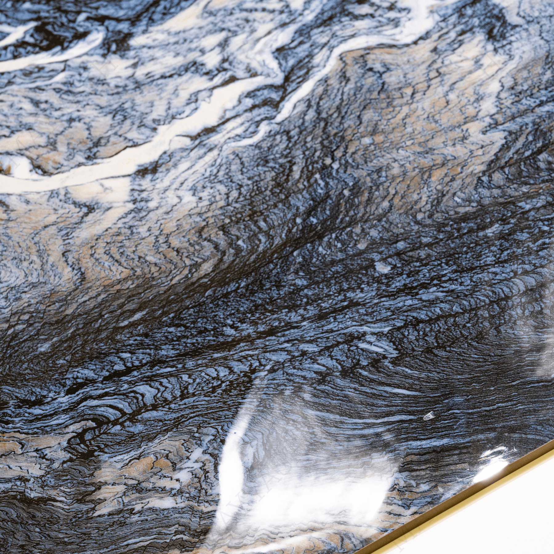 Olympos Azul porcelain tile 60x120cm 9mm thickness, blue marble look design, durable porcelain tile for luxury floors and walls.