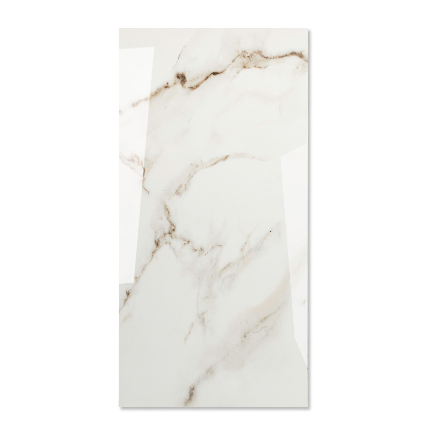 Pearl Vein glossy marble effect porcelain tile 60x120cm with 9mm thickness features soft veining and a bright polished look.