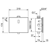 Premium electronic built-in toilet flush valve with battery powered operation, concealed installation and water-saving flow limiter technology.