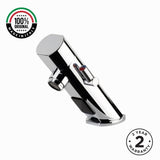 Premium mains-powered electronic sink mixer tap with above-counter installation, flexible hose connection and water-saving flow limiter technology.