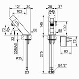 Premium mains-powered electronic sink mixer tap with above-counter installation, flexible hose connection and water-saving flow limiter technology.