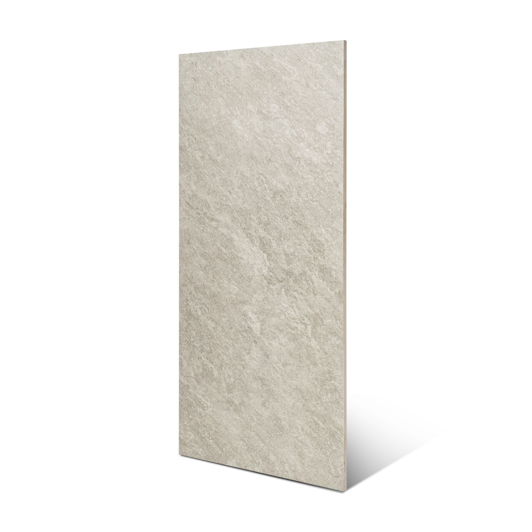 Quartz Light Grey matt porcelain tile 60x120cm x 2mm with modern stone texture. Stylish large format tile perfect for floors and walls in contemporary interiors.