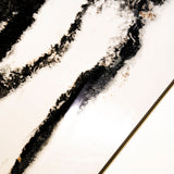 River White glossy marble effect porcelain tile 60x120cm with 9mm thickness features bright white base and polished luxury finish.