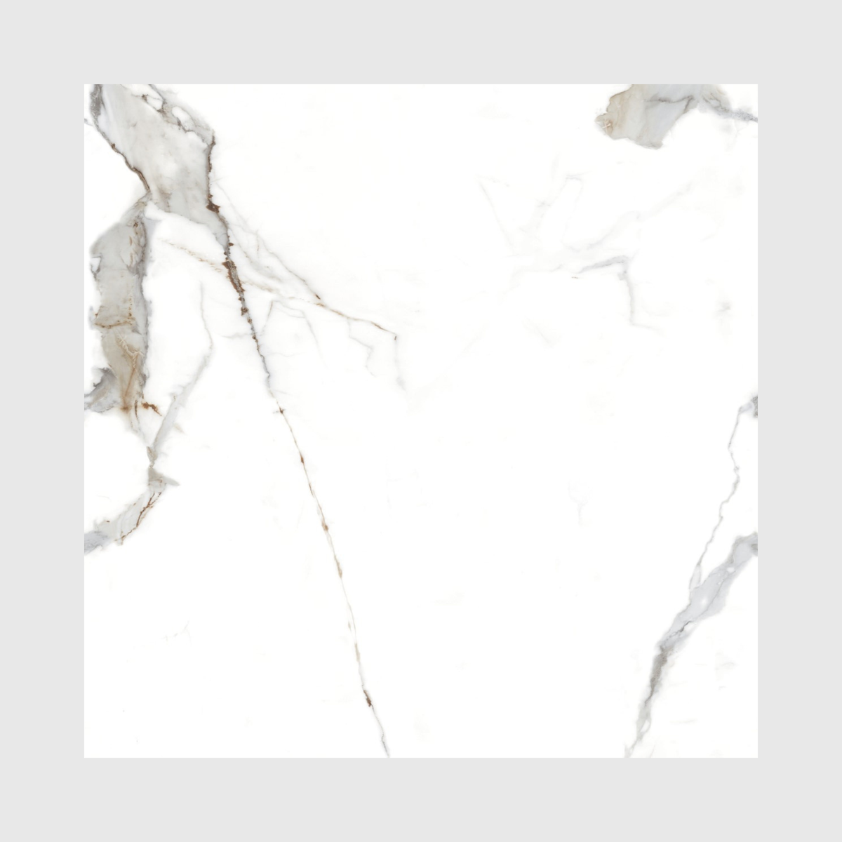 STATUARIO LITHIC 60x60cm Glossy Porcelain Tile – 09MM Bold White Marble Look