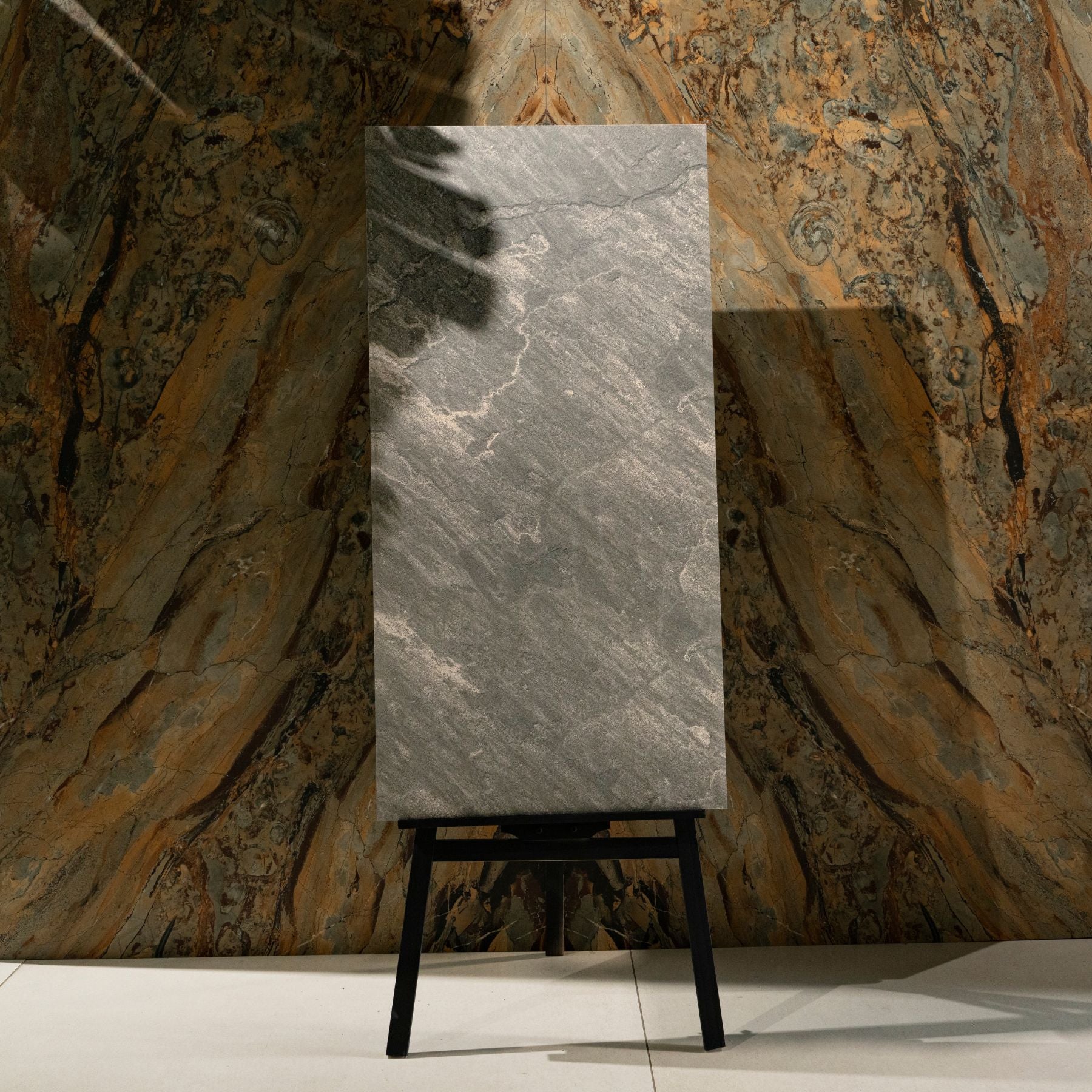 Sagar Black matt porcelain tile 60x120cm x 2mm featuring a bold modern surface. Durable large format tile ideal for stylish floors and walls in contemporary spaces.