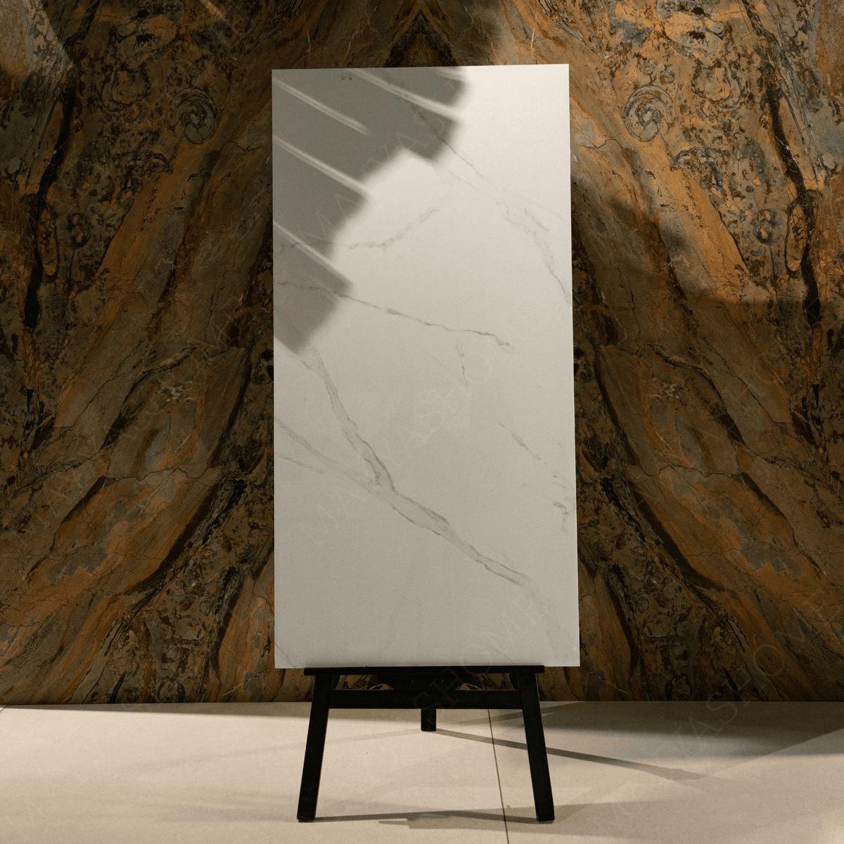Shop KEROS STATUARIO large format porcelain tile 600x1200mm with matt marble-look finish and 9MM thickness. Durable, scratch-resistant, and perfect for stylish, low-glare flooring and wall solutions.