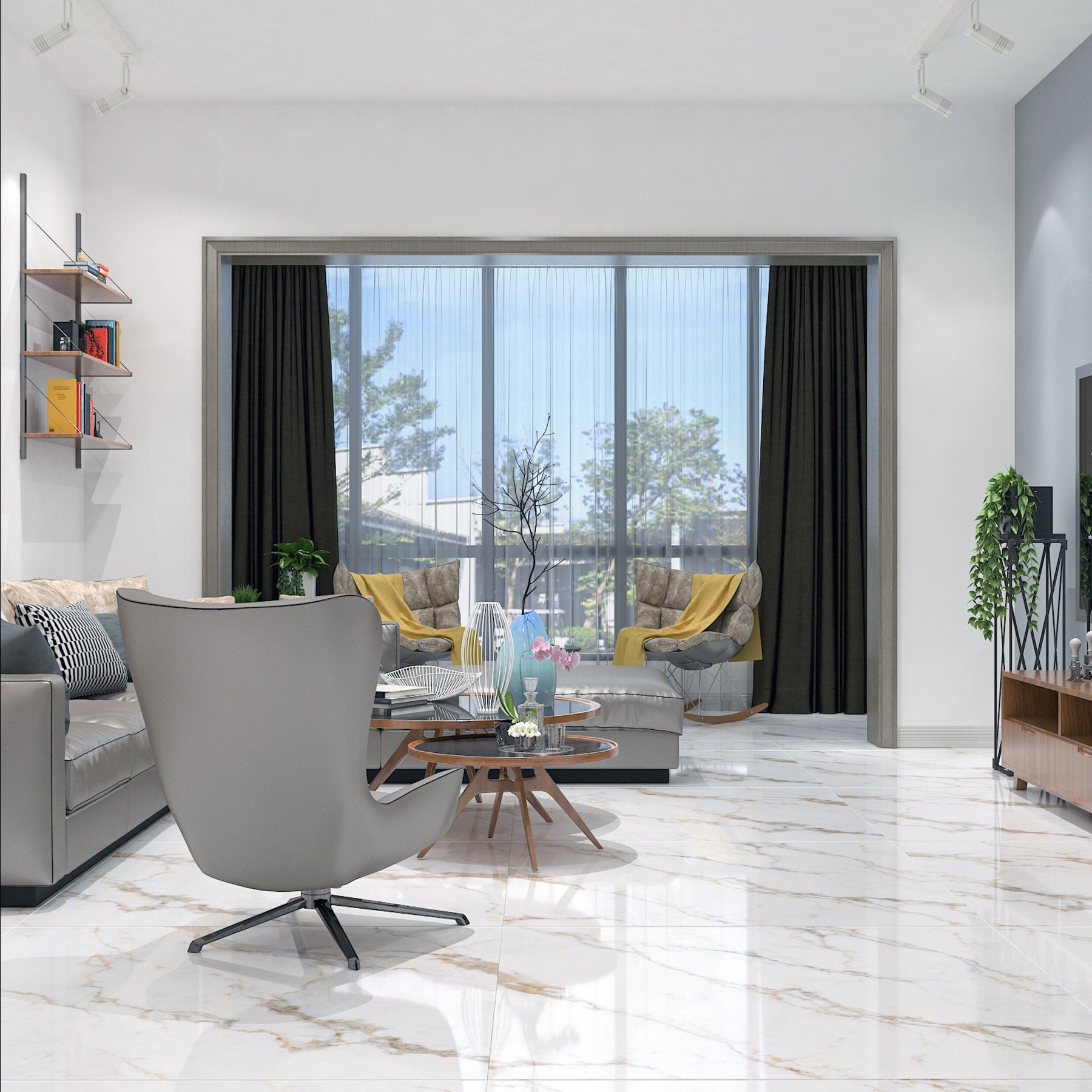 Shop SIGNORA large format porcelain tiles (120x120cm) with a 9MM glossy finish and marble effect. Durable, scratch-resistant, and easy to install. Ideal for luxurious residential and commercial interiors.
