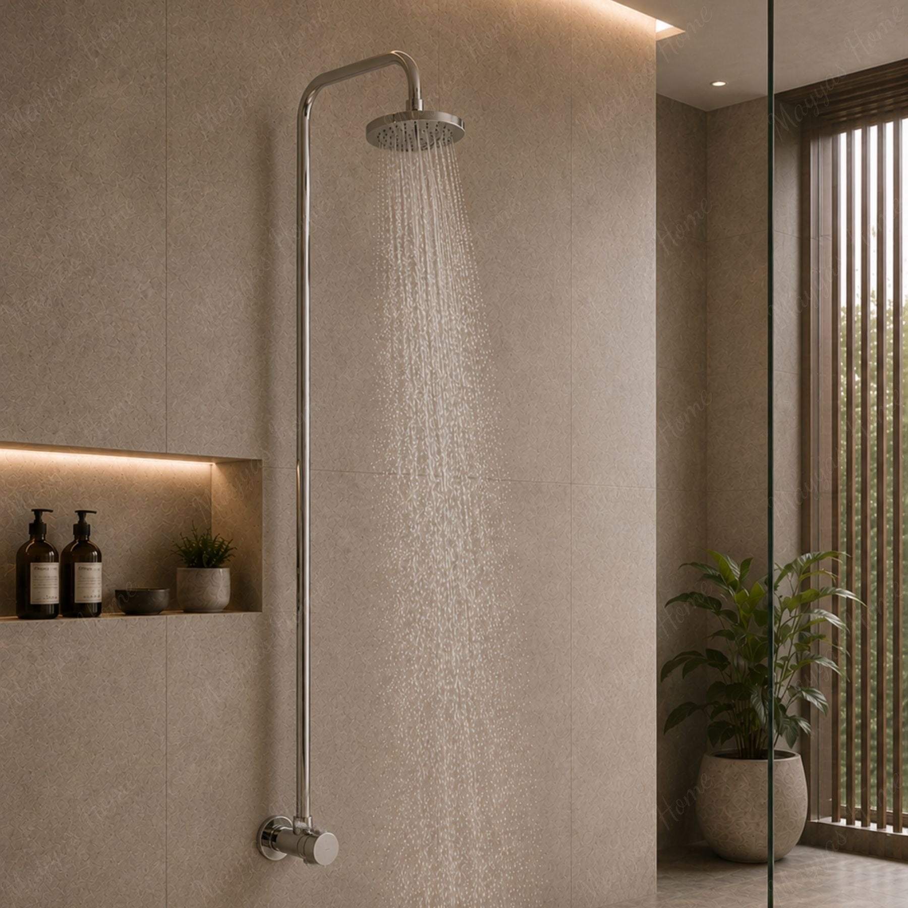 Single-water shower tap with 15–25 second timer, shower column, shower head and anti-vandal design. Ideal for gyms, hospitals and public facilities in UAE.