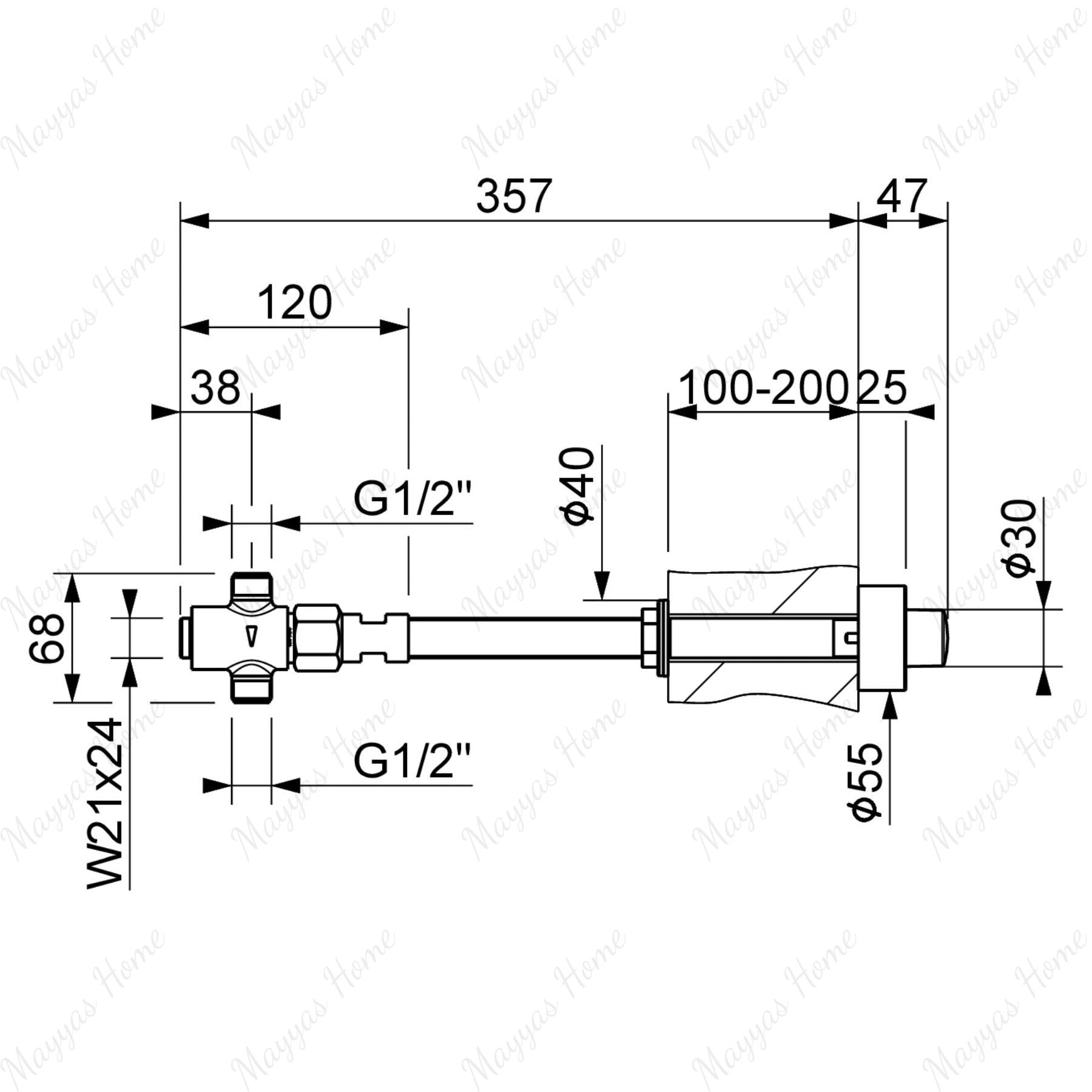 Single-water timed push-button tap with wall-mounted installation and G1/2 male connection. Ideal for commercial, healthcare and public washrooms in UAE.