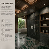 Single water built-in timed shower tap with 15–25 second push-button control, installation box and anti-vandal protection for commercial and public shower facilities.