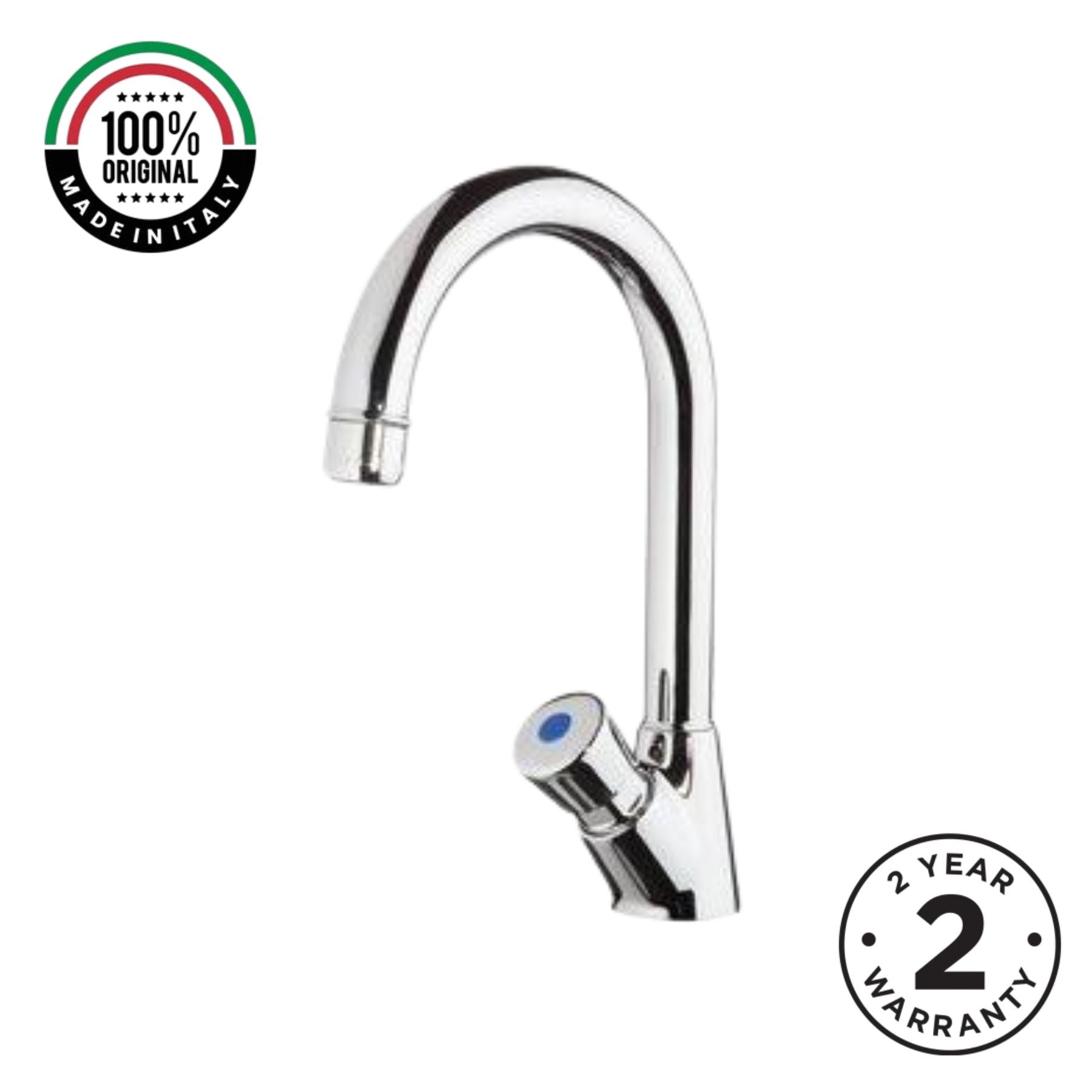 Single water timed washbasin tap with fixed spout, push-button control and anti-vandal protection. Ideal for UAE commercial, hospitality and public washrooms.