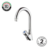 Single water timed washbasin tap with fixed spout, push-button control and anti-vandal protection. Ideal for UAE commercial, hospitality and public washrooms.