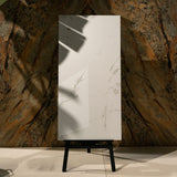 Smoke White glossy marble effect porcelain tile 60x120cm with 9mm thickness delivers a clean white look with subtle grey movement.