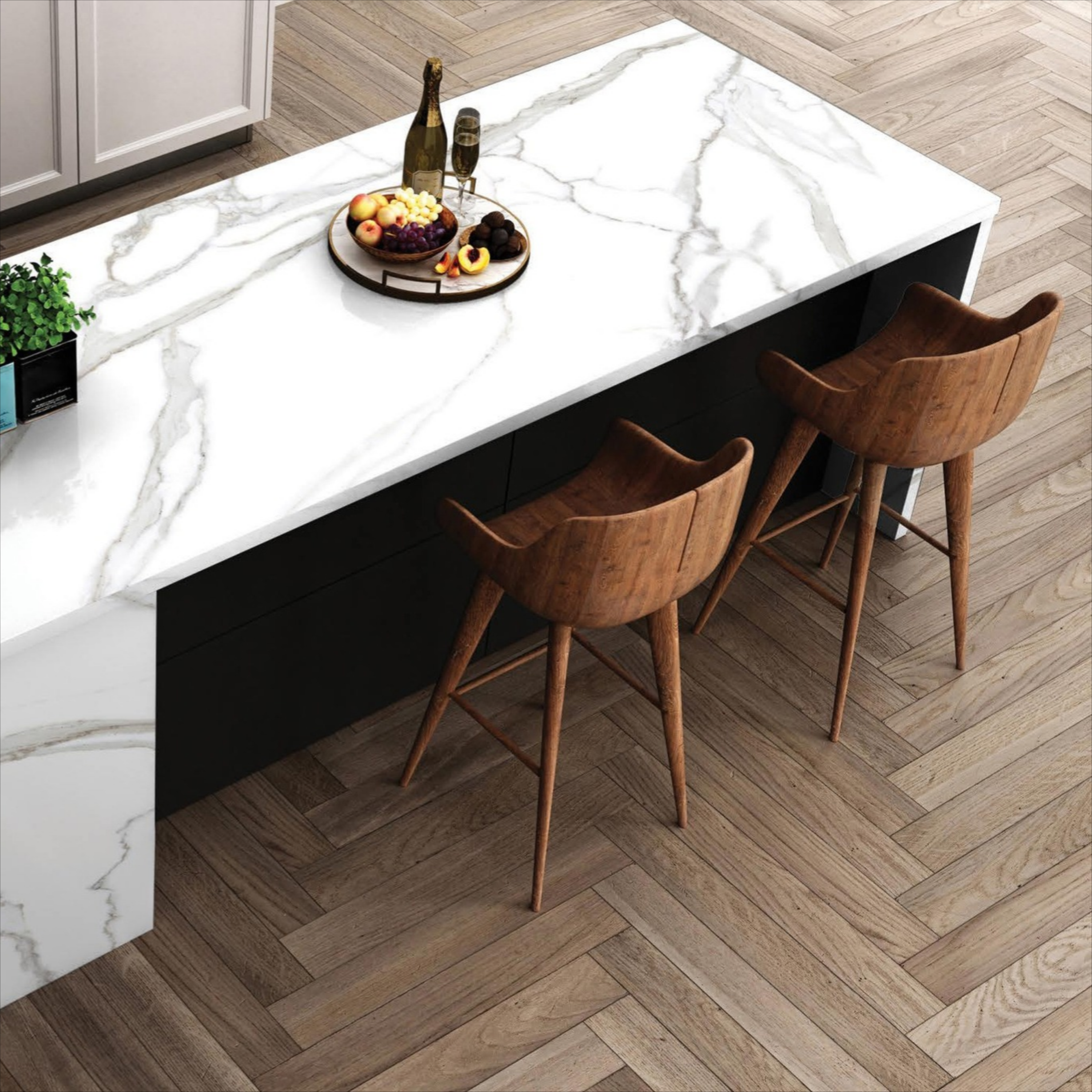 Statuario Oro glossy white body porcelain tile with elegant marble-look design