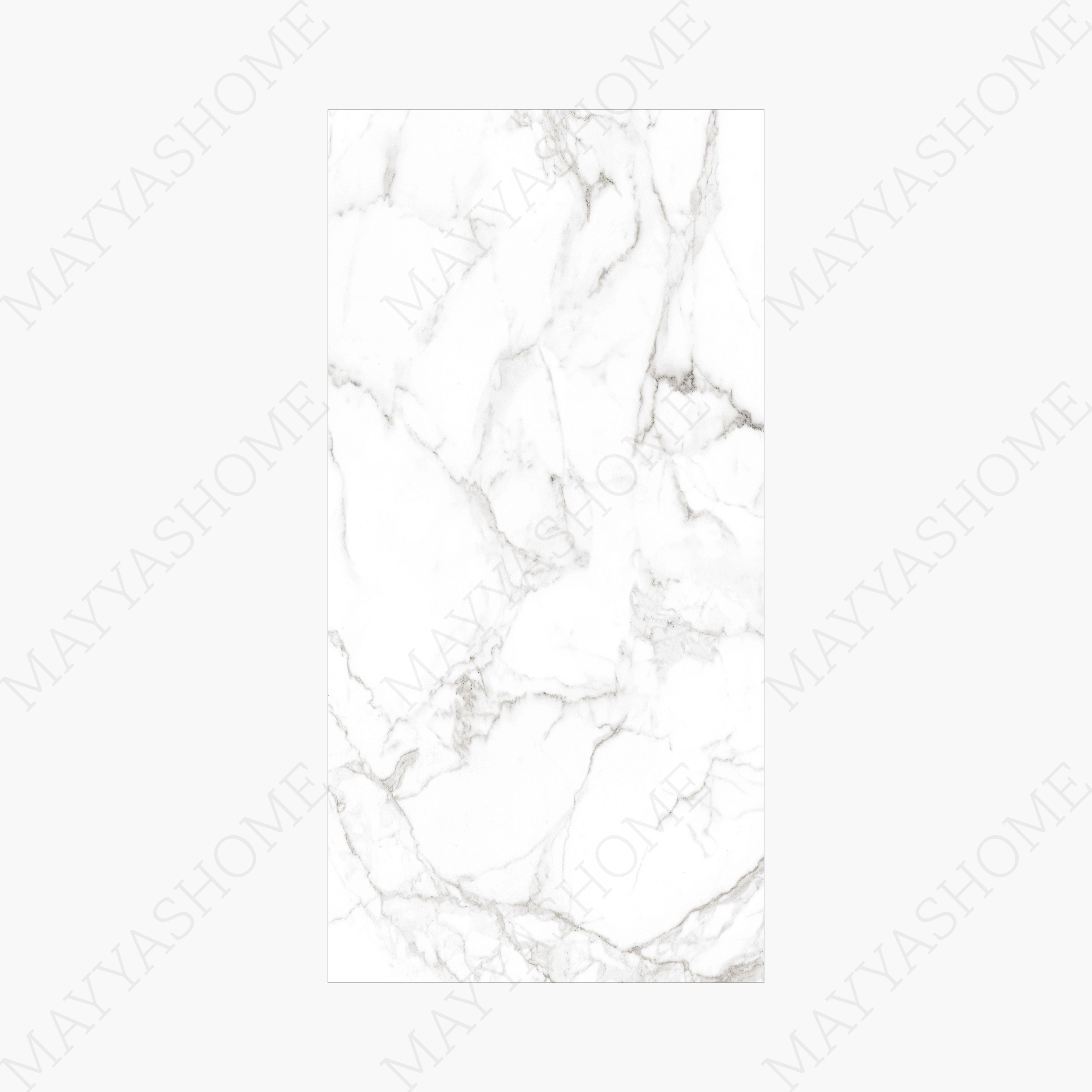 Statuario Marble 120x240cm glossy tile with bold grey veining on white. Perfect for walls and floors, adding timeless elegance to modern interiors.