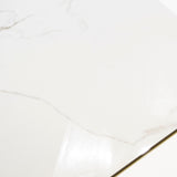 Statuario Ocean glossy marble effect porcelain tile 60x120cm with 9mm thickness features white base, soft grey veining, subtle ocean tones and polished finish.