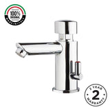 Timed sink mixer tap with 8–12 second push-button operation and anti-vandal protection. Ideal for UAE commercial and public washrooms.