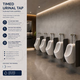 Timed urinal tap with 4–6 second flush, push-button control, anti-vandal system and adjustable flow. Ideal for commercial and public washrooms in UAE.