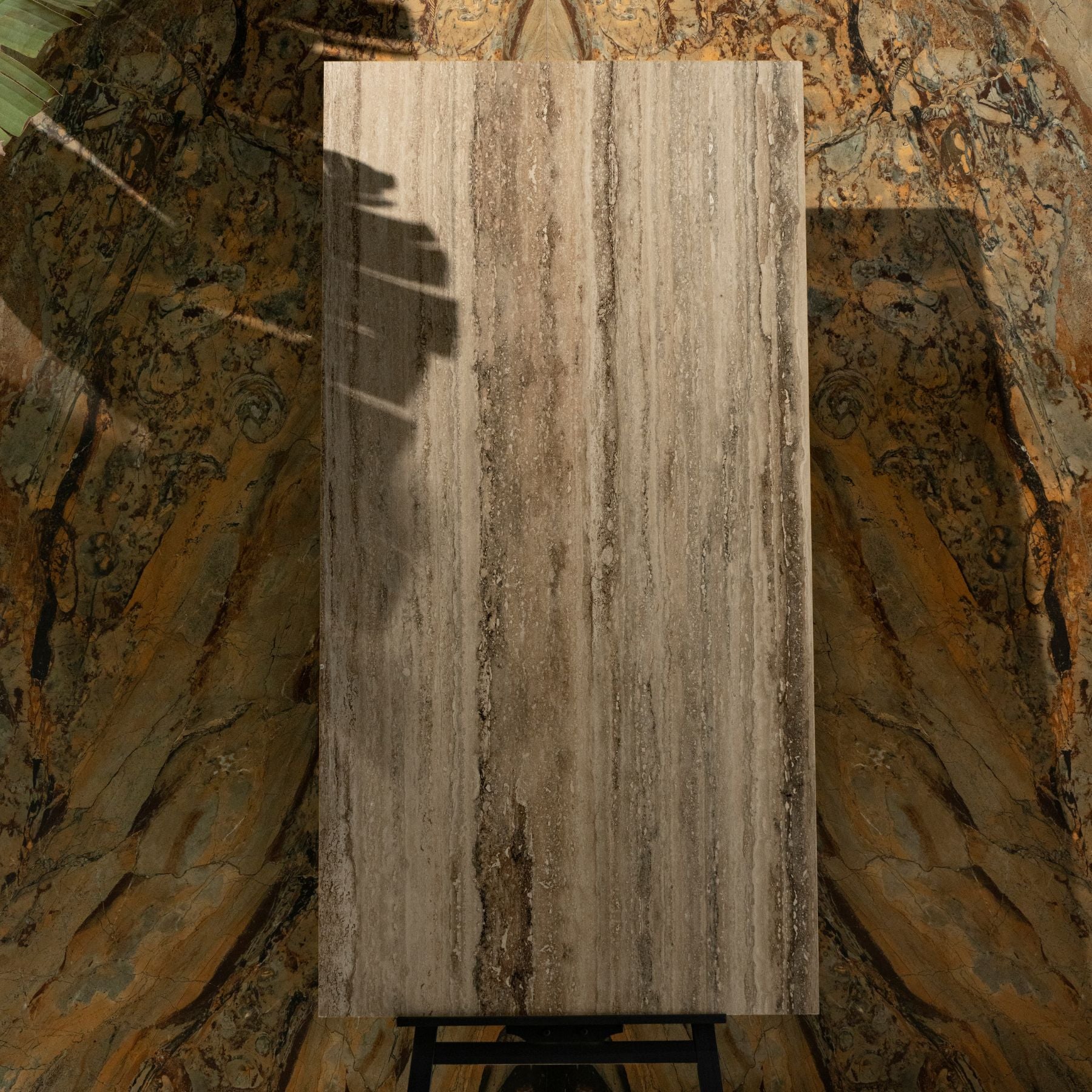 Travert Rock Beige 80x160cm 9 mm carving matt porcelain tiles. Textured beige floor & wall tiles for UAE homes & commercial interiors.