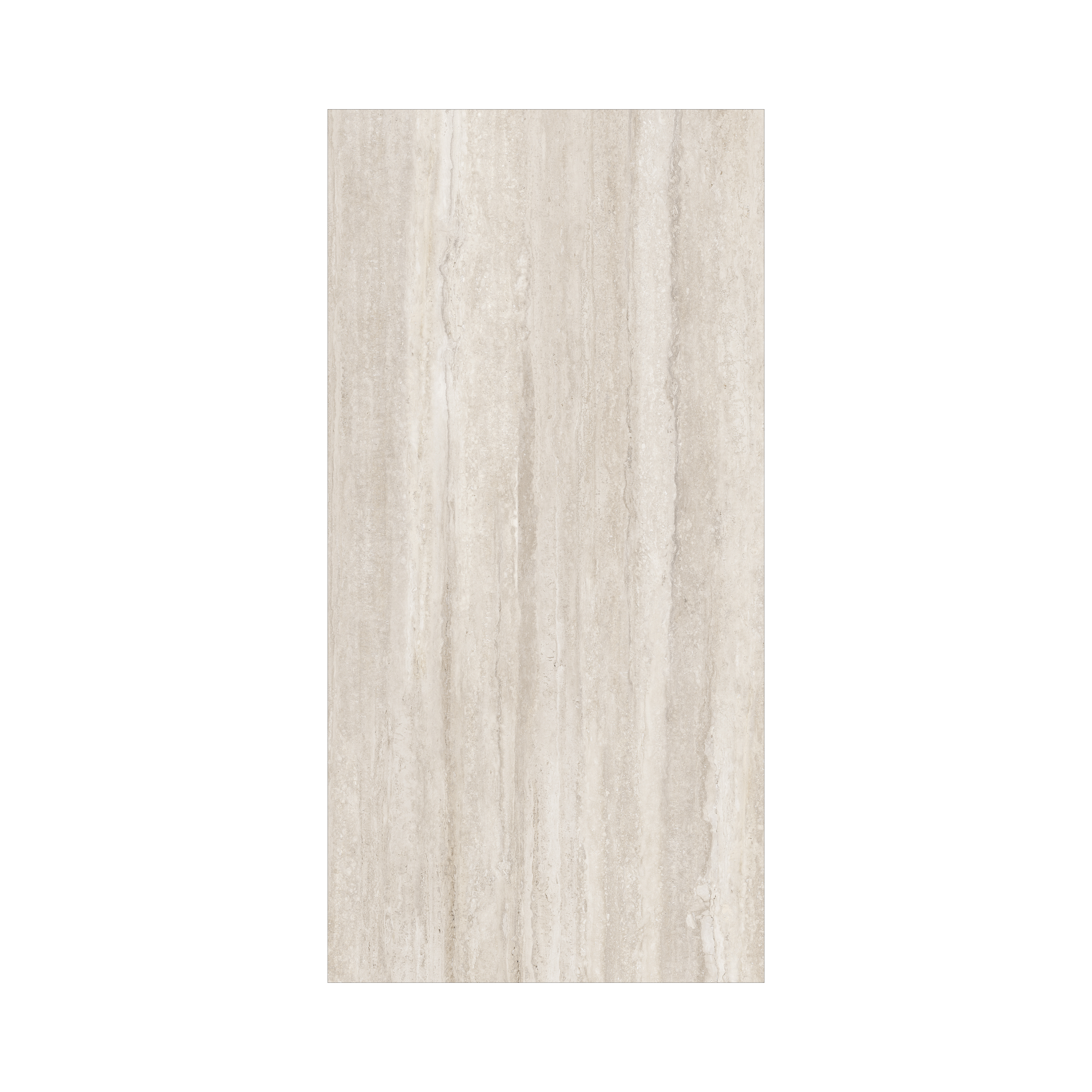  Travertine Vain Lait 120x240cm baby satin matt tile. Creamy travertine-inspired design with a soft finish, perfect for elegant modern interiors.