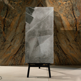 Unica Grey porcelain tile 60x120cm 9mm thickness, marble look design, durable porcelain, ideal for floors and walls in modern interiors.
