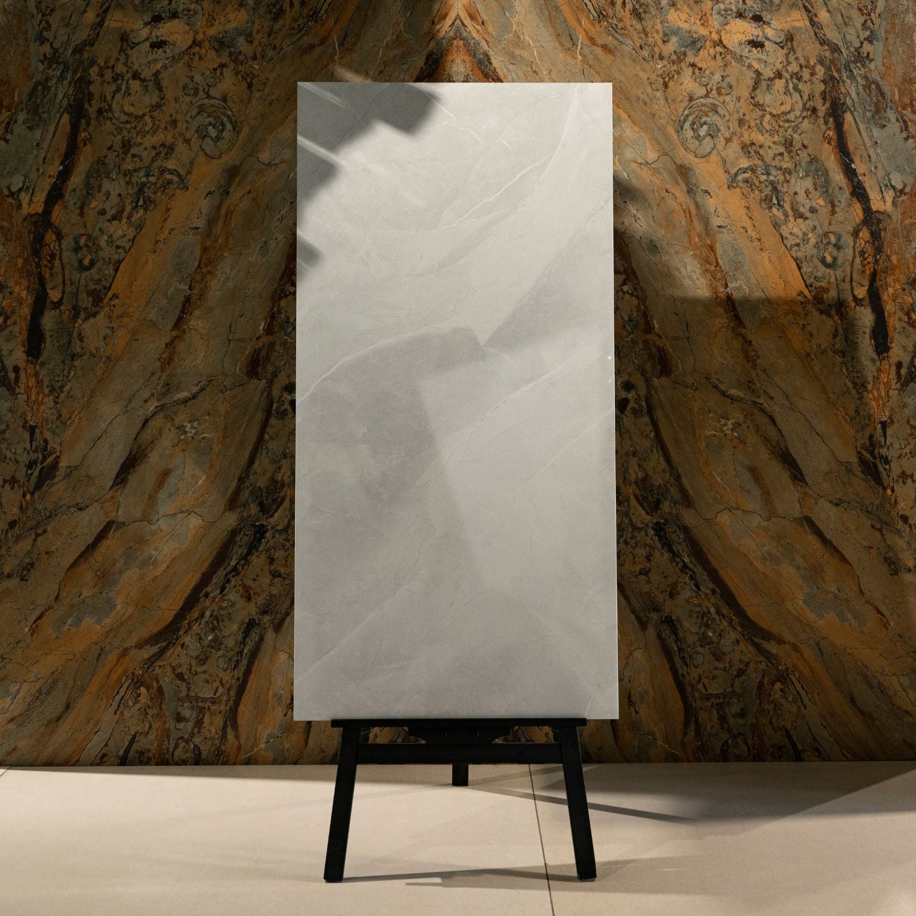 Unica White glossy marble effect porcelain tile 60x120cm with 9mm thickness features bright white tones, subtle marble veining and polished finish.