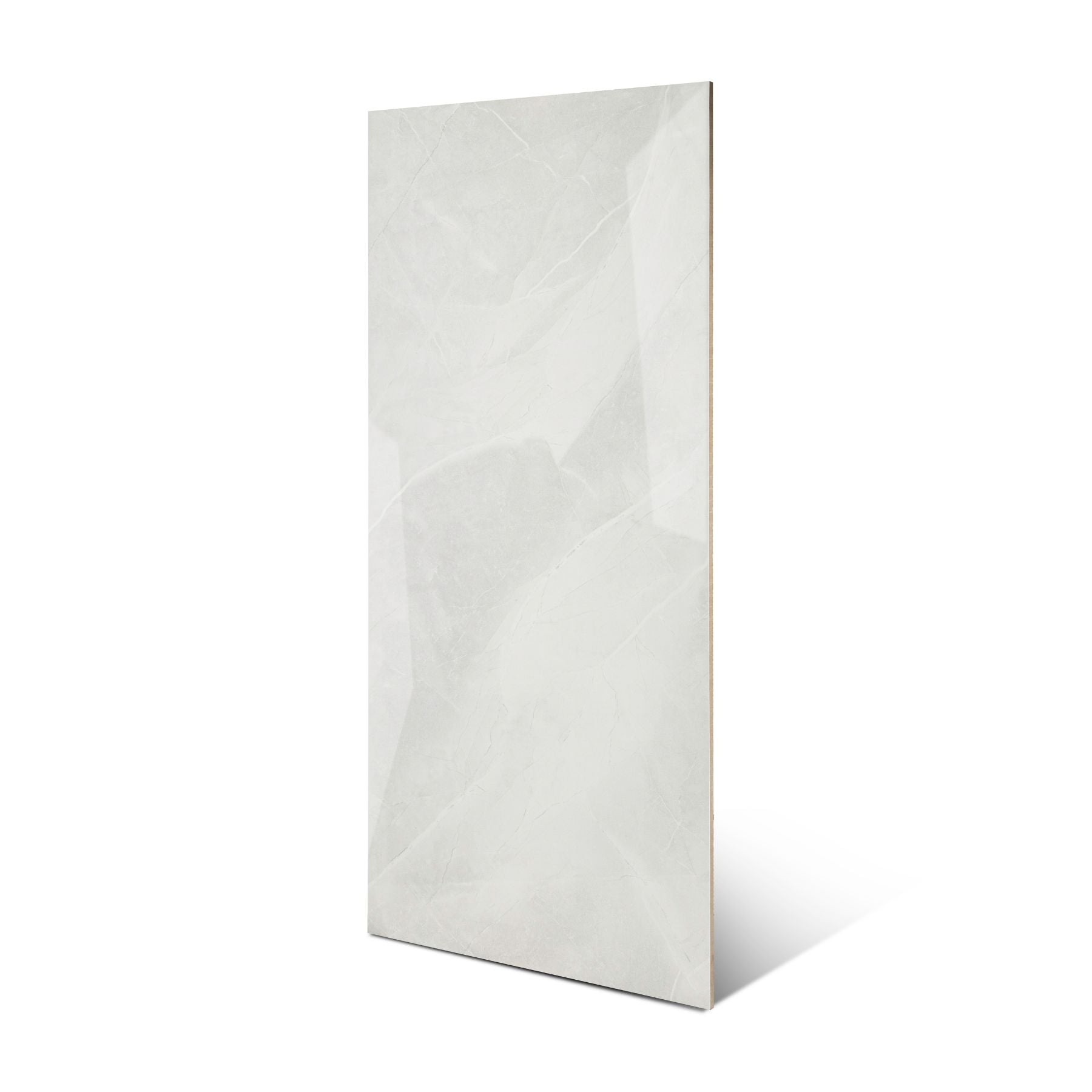 Unica White glossy marble effect porcelain tile 60x120cm with 9mm thickness features bright white tones, subtle marble veining and polished finish.