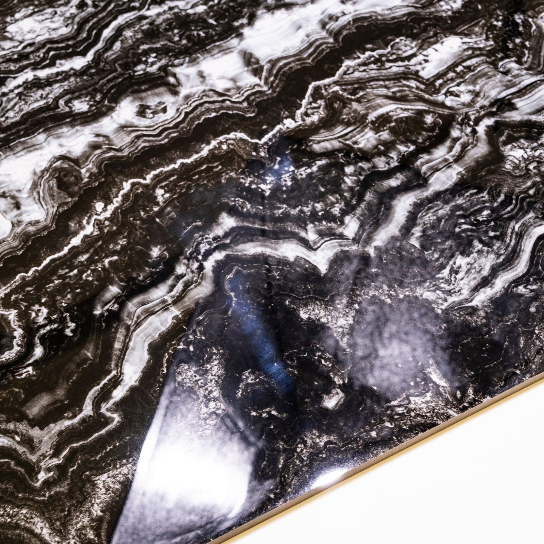Vercel Black glossy marble porcelain tile 60x120cm with 9mm thickness features deep black base, subtle veining and polished finish.