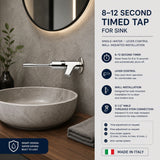 Wall-mounted single-water timed sink tap with lever control and automatic shut-off for healthcare, hospitality, educational and commercial washrooms in the UAE.