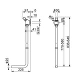 Wall-mounted toilet flush valve with push-button timer control, drain hose and G 3/4” female threaded spigot connection. Ideal for UAE commercial and public washrooms.