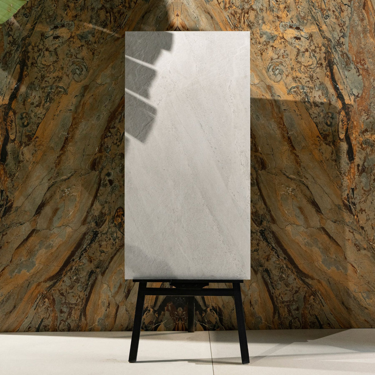 White Travertine matt porcelain tile 60x120cm x 2mm with elegant stone texture, durable large format surface ideal for modern floors, walls and premium interiors.