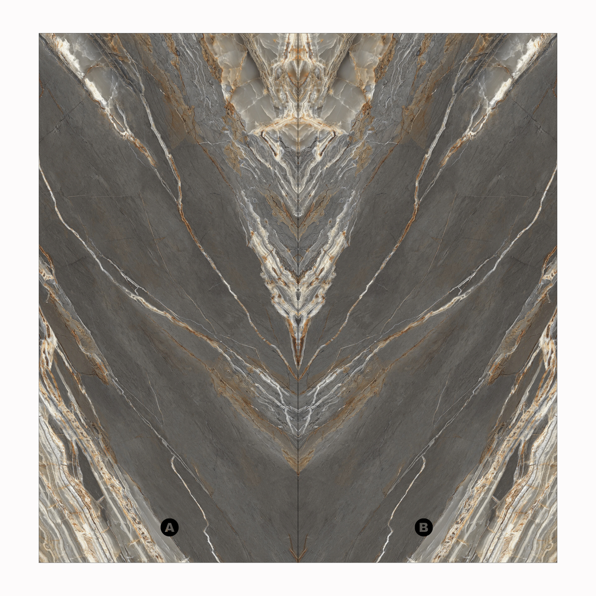 Astrus Grey 160x320cm Book-Match High Glossy Porcelain Slab